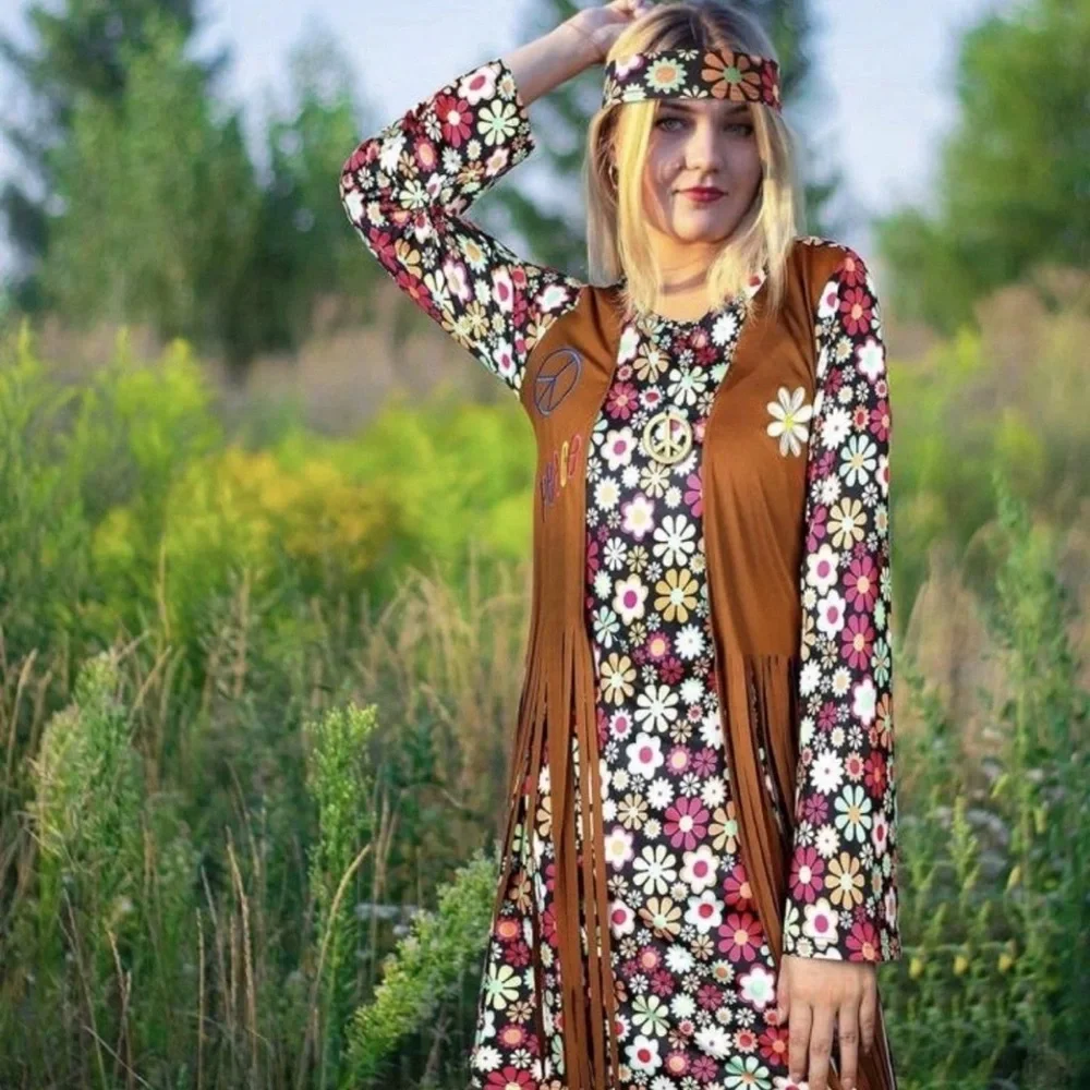 Hippie Party Outfit w/Accessories 70’s Costume 2XL - Picture 1 of 5